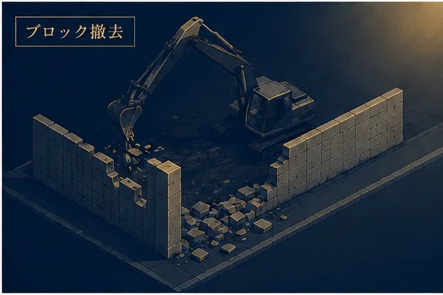 ブロック撤去